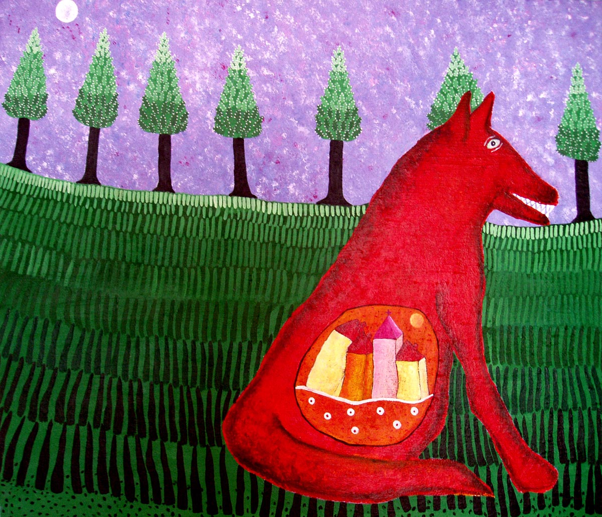 Village, SOLD, 70 x 80, acrylic on canvas
